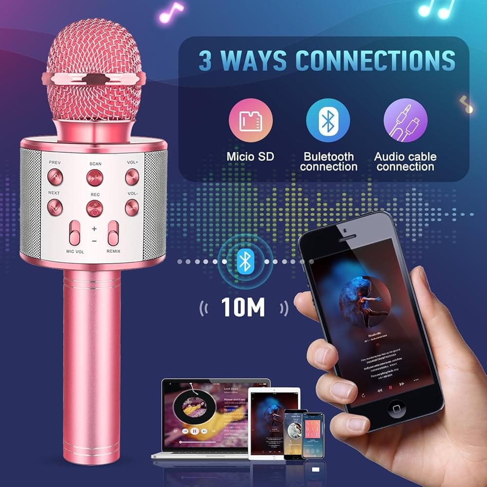 Microphone Enfant, Micro Karaoké Cadeau Anniversaire Fille 3-15 ...