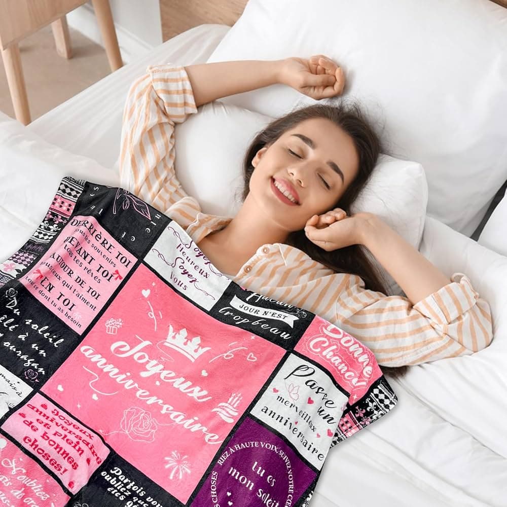 NlsqEU Plaide Personnalisée, Cadeau Anniversaire Plaid, Cadeau ...