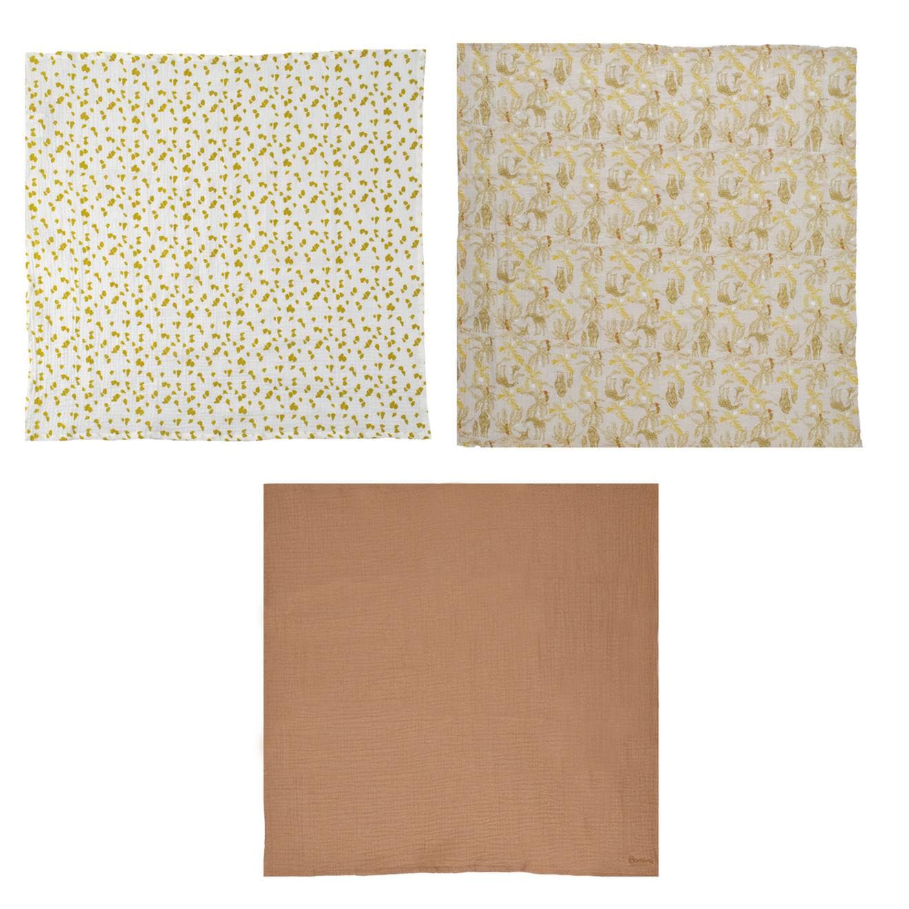 Lot De 3 Langes Bébé Safari Naturel